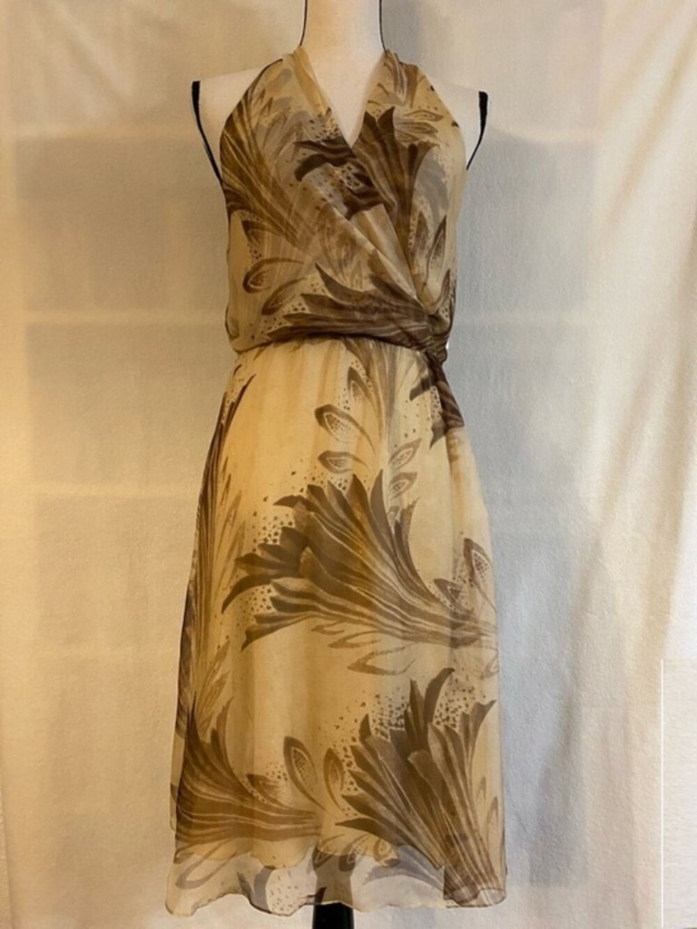 NWT Ralph Lauren Black Label 100% silk brown Gilda Havana print sleeveless dress